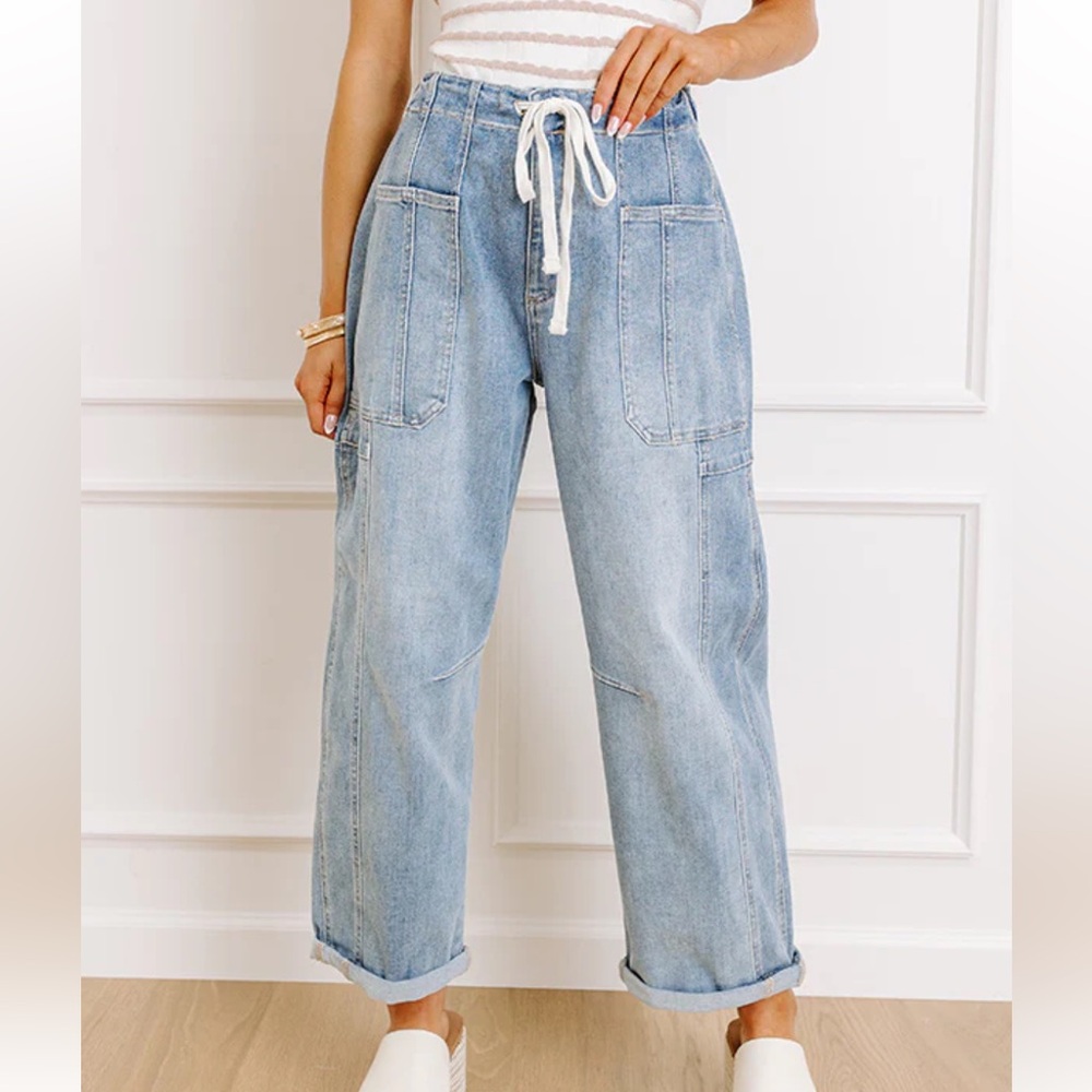 RISEN High Waist Barrel Cargo Jeans